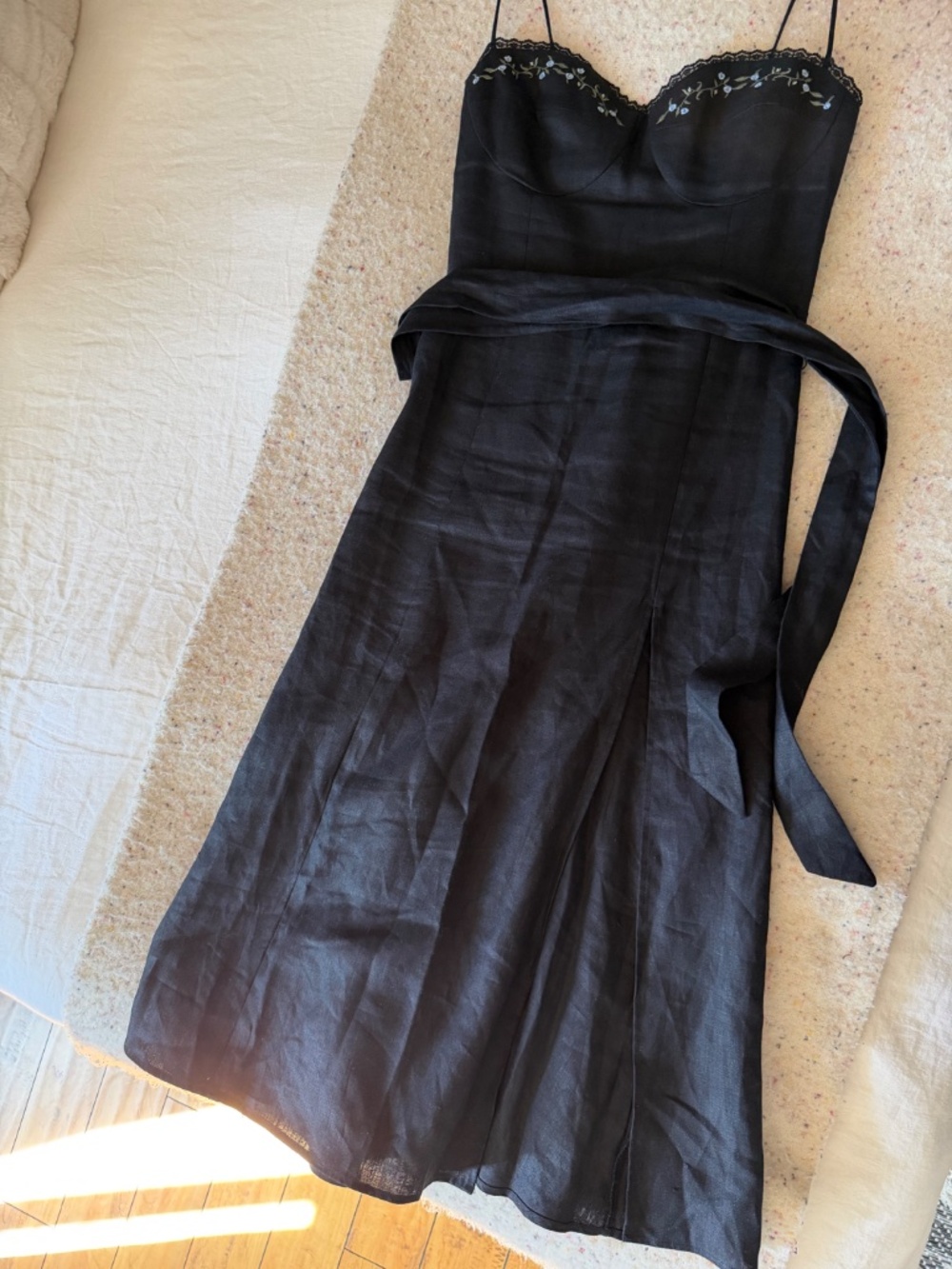 Reformation Kieryn Linen Dress - Black - Size 4 - Picture 3 of 6